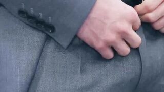 Sexy Javi Gray pounds his ass into the thick cock of suited John Brachalli