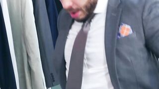 Sexy Javi Gray pounds his ass into the thick cock of suited John Brachalli