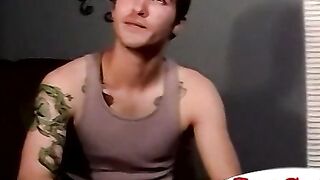 Straight Inked boy grants GFs wish he mouthfucks a gay dude