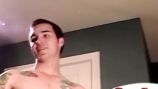Straight Inked boy grants GFs wish he mouthfucks a gay dude