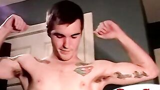 Straight Inked boy grants GFs wish he mouthfucks a gay dude
