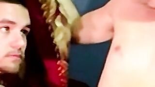 Hot daddy join two friends during their jerk off session