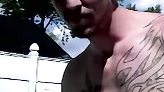 bareback fucking this inked dude hard til I cum in his ass
