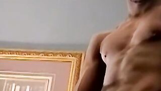 Straight guy stroke his BBC to country music and porn
