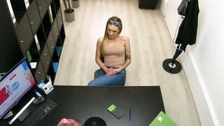 Inked petite Elena Lux ravaged by a loan officer in exchange of loan