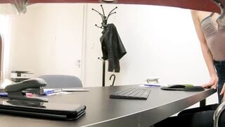 Hidden camera captures Bonnie Dolce swallowing a loan agents huge cock
