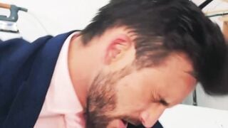 Suited Sir Peter rammed the bubble butt of muscular Javi Gray