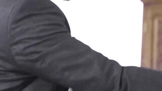 Suited Ethan Chase banged hard the smooth hole of sexy Dale Kuda