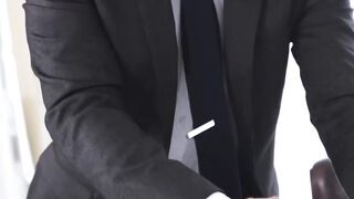 Suited Ethan Chase banged hard the smooth hole of sexy Dale Kuda