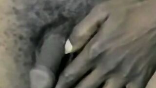 Hairy black guy jerks off his amazing cock