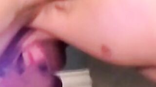 White guy enjoys blowjob as he drinks