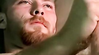 White guy enjoys blowjob as he drinks