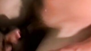 White guy enjoys blowjob as he drinks
