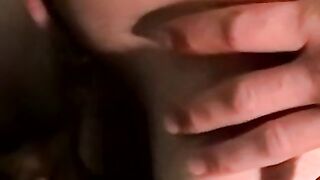 White guy enjoys blowjob as he drinks