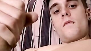 Hot and sexy guy smokes while masturbating