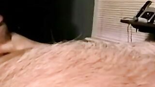 Hairy dude plays with his big dick hard
