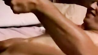 Hairy dude plays with his big dick hard