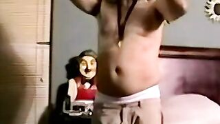 Hairy dude plays with his big dick hard
