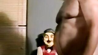 Hairy dude plays with his big dick hard