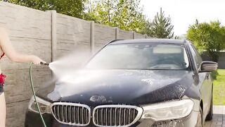 Soapy car wash rewarded with big dicking