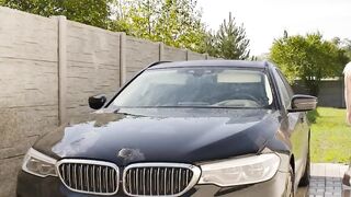 Soapy car wash rewarded with big dicking