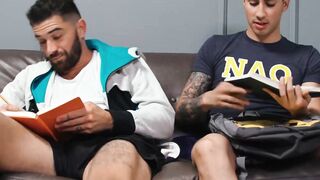 Tattooed Kian Kane spreads his legs to give the big dick of Chris Damned an easy poun
