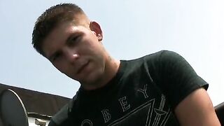 Handsome amateur jerking off his thick cock in kinky solo