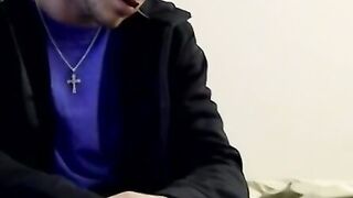 Hung amateur dude jerks off and sprays cum on his buddy