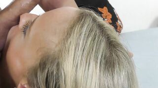 Blonde MILF Victoria Pure blows big dick before huge cumshot
