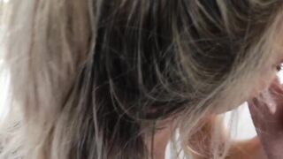 Kate Kennedy gets her cute face spunked after sloppy BJ