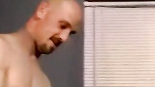 Hung bald amateur cums in mature mans mouth after blowjob