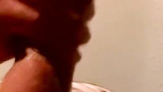Hung bald amateur cums in mature mans mouth after blowjob
