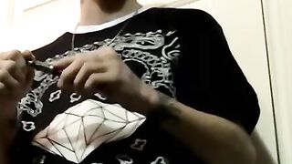 Tattooed thug receives blowjob from a fat cock sucker