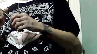 Tattooed thug receives blowjob from a fat cock sucker