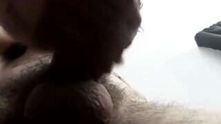 Attractive twink thug strokes his hairy dick and cums solo