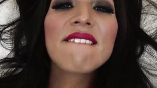 Good looking shemale with small tits plays with her dick