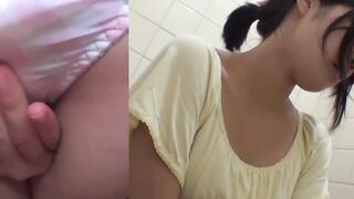 Japanese teen gal rubs her pussy on secret tape in toilet