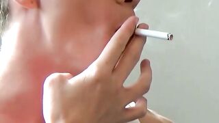 Handsome Jack jerked his beautiful pinkish cock while chill smoking