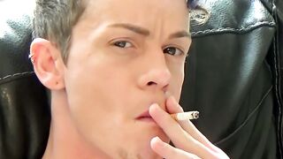 Handsome Jack jerked his beautiful pinkish cock while chill smoking