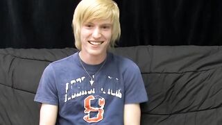 Kinky tattooed twink Dustin jerking off in passionate solo