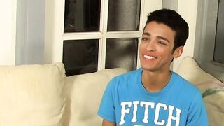 Interviewed twink tugs on his cock until he cums thick loads