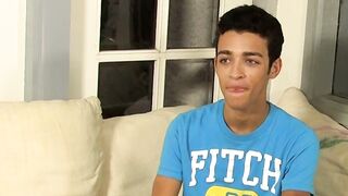 Interviewed twink tugs on his cock until he cums thick loads