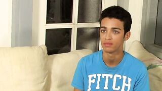 Interviewed twink tugs on his cock until he cums thick loads