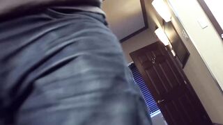 Masked muscular hunk masturbates his big long cock