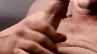 Deviant hung amateur strips naked and beats his fat cock