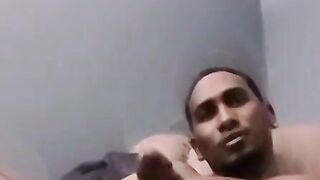 Young black amateur jerks off BBC and cums in homemade video