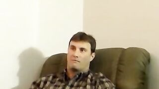 Mature guy blows his friend and makes him shoot a load