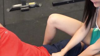 My stepmom gets a private workout lesson