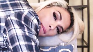 Beautiful blonde tranny sucks and rides big black cock