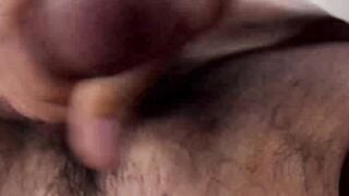 Sculpted Jay Wu solo masturbates until creamy cumwad fly and drips down his shaft